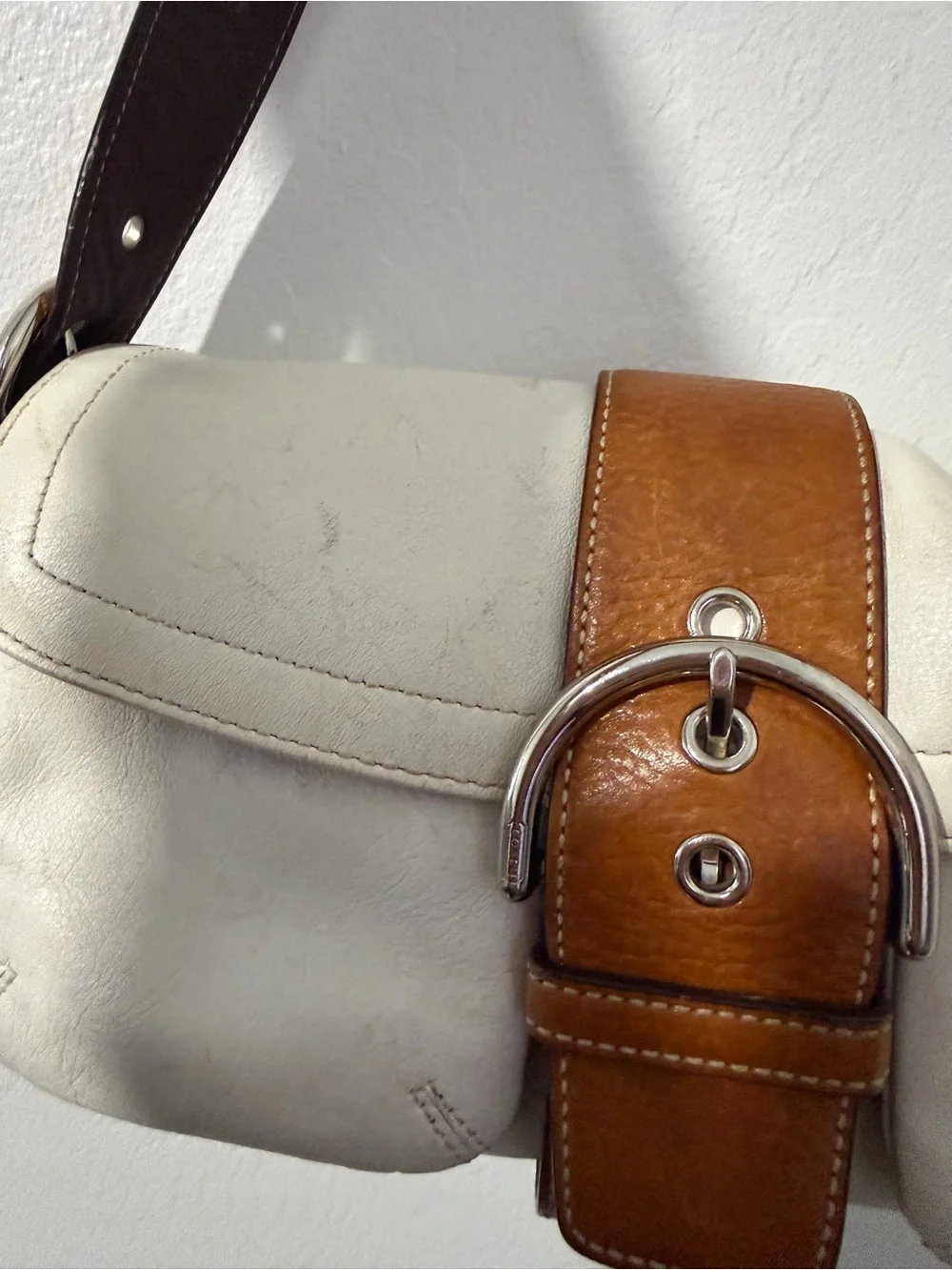 Vintage White Coach Leather SoHo